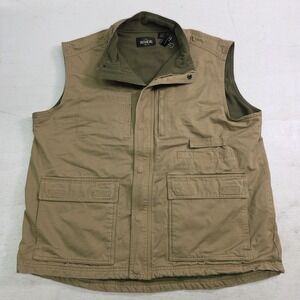 Red Head Fleece Lined Vest Full Zip Utility Multi-Pocketed Tan Clay Men's XL EUC